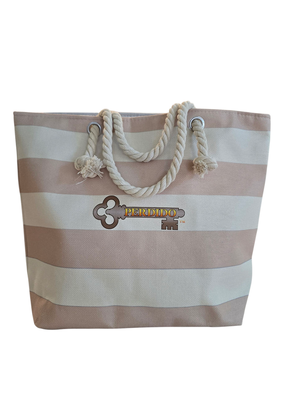 Large Canvas Stripe Classic Perdido Key Logo Tote
